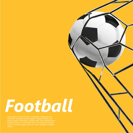 Football ball. Vector illustration soccer goal background yellow vector. Banner.のイラスト素材