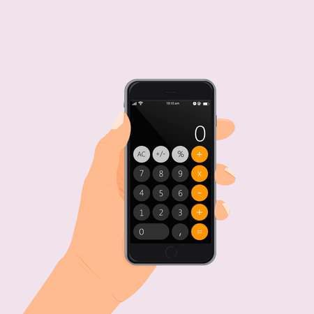 Smartphone with calculator. Vector illustrationのイラスト素材