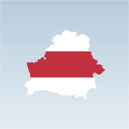 Flag of Belarus on map Belarus. Vector illustration background of the white-red-white flag. The symbol of freedom Belarus. Symbol of protest in the presidential elections in Belarus in 2020.のイラスト素材