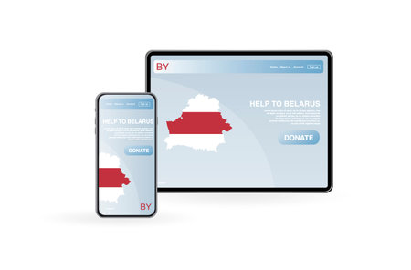 Belarus Help Website Concept. Donations to Belarus. Flag of Belarus.