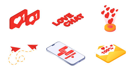 Set of love messages, valentine's day, love, set of hearts. Vector illustrationのイラスト素材