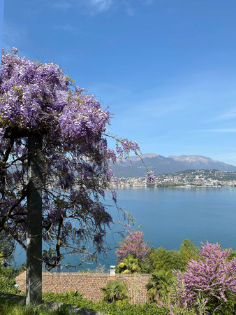 View of the mountains and lake Lugano, Switzerland.