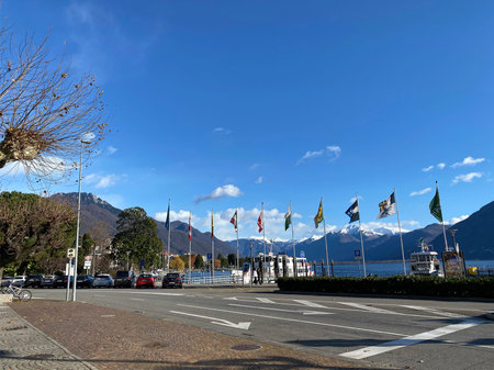 View of the city, the Locarno promenade. Switzerland.