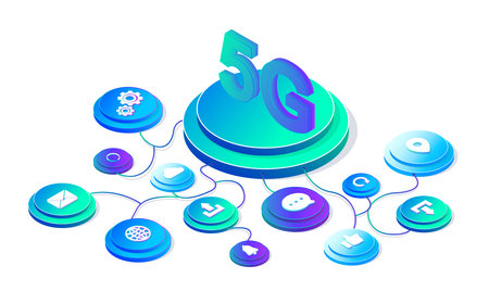 5G network wireless technology illustration. Mobile internet of next generation. Web page design...