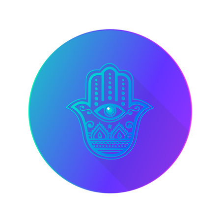 Hamsa, hand of Fatima. Icon, Vector illustration. Indian hand drawn hamsa ornamentsのイラスト素材