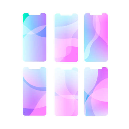 Wallpaper on the phone, screensaver. Colorful set. Vector illustration. Modern color. Abstract background, texture.のイラスト素材