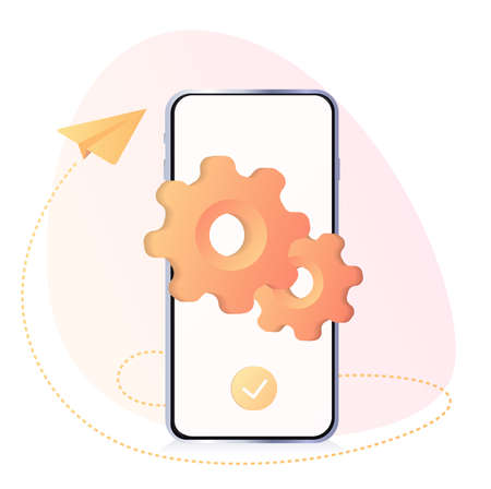 Data Center concept based. Business organization with circle gear mechanism. Database with cloud server, Data set, process, classification, database. Web bannerのイラスト素材