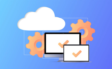 Cloud storage idea. Online computing. Internet database, backup server. Limited access, control...
