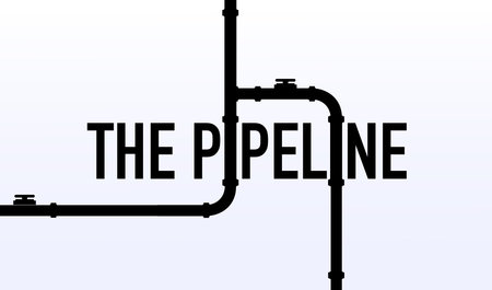 Web banner template. Industrial background with pipeline. Oil, water or gas pipeline with fittings...
