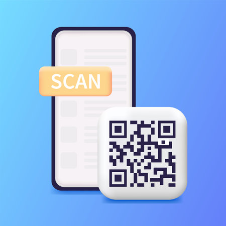 Smartphone scanning qr code. Download page of the mobile app. Web banner. Concept web design,...