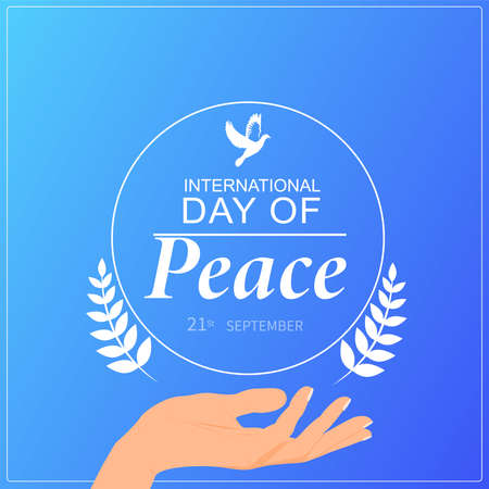 International Day of Peace. 21 september. Help, care for nature, the world. Flyer, banner, postcard. Web. Concept web design, website page development.のイラスト素材
