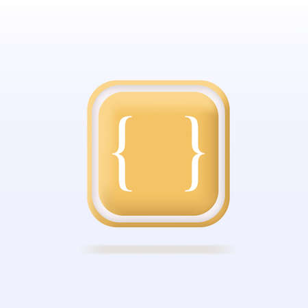 Curly braces. Icons Web. Button. 3D Vector Illustrations. Web banner. Modern design.のイラスト素材