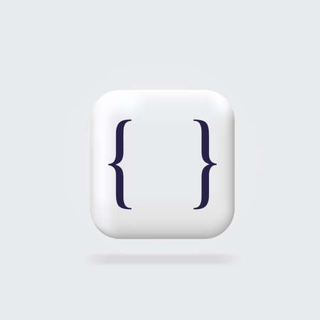 Quote symbol. Bracket icon. Curly braces. Icons Web. Button. 3D Vector Illustrations. Web banner. Modern design.のイラスト素材