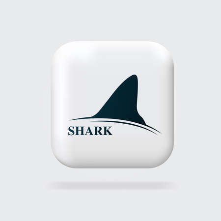 Shark logo design. Shark fin. Minimalistic Icon Web. Button. 3D Vector Illustrations. Web banner. Modern design concept.のイラスト素材