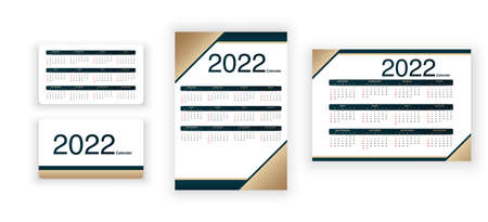 Stylish Calendar 2022 new year template with minimal design. Vertical, horizontal calendar view. Web banner. Icons Web. Modern design.のイラスト素材