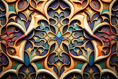 traditional colored arabic pattern, mosaic background, Generative AI contentの素材