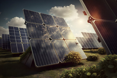 Solar panel station, alternative energy, Generative AI contentの素材