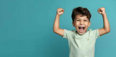 A boy on a blue background, Back to School, Generative AI contentの素材