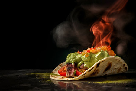Mexican cuisine, tacos on a black background 1の素材