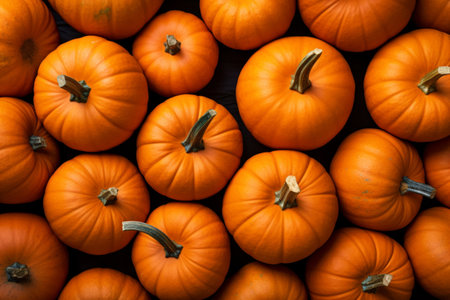 background of ripe autumn pumpkinsの素材