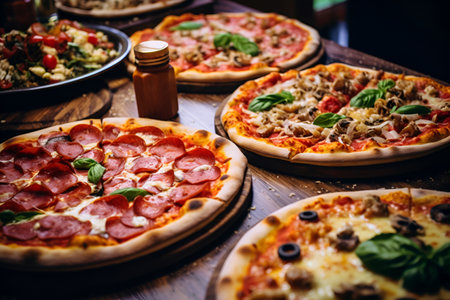 Various pizzas on the table, Pizza Festの素材
