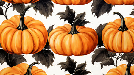 A pattern of colorful autumn pumpkins, watercolorの素材