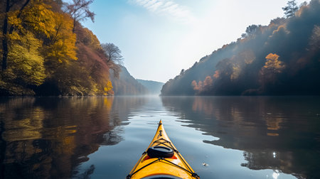A kayak floats down the river 1の素材