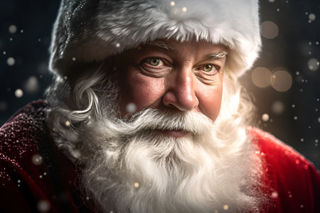 Good Santa Claus with a white beard and a red New Year hatの素材