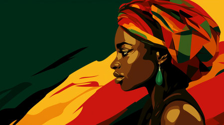 African woman adorned in a traditional headdress, commemorating Black History Monthの素材