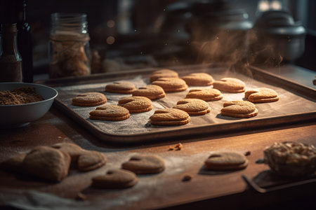 Cooking delicious homemade cookies in the kitchenの素材