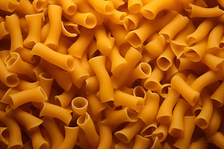 An intricate and appetizing close-up of pasta, forming a textured and inviting backgroundの素材