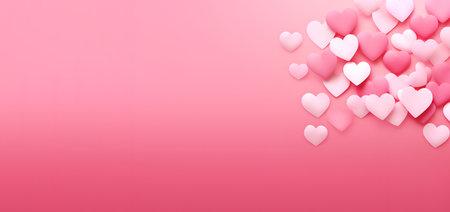 Pink background with hearts for Valentines Day, bannerの素材