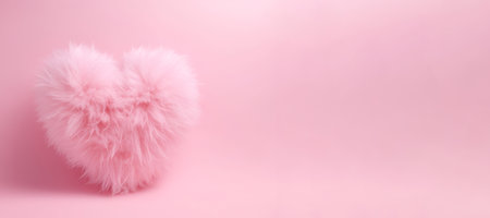 A gentle, fluffy heart shape set against a soft pink background, bannerの素材