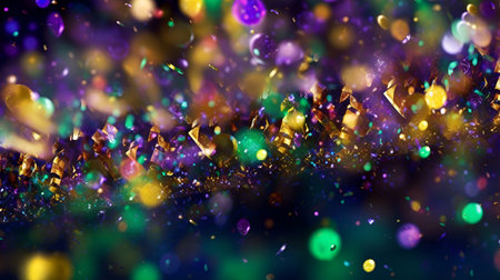 A sparkling background adorned with vibrant Mardi Gras colors and glitterの素材