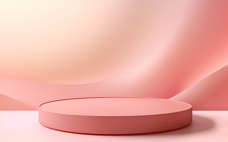 Pink pastel round podium for product demonstration, mockupの素材