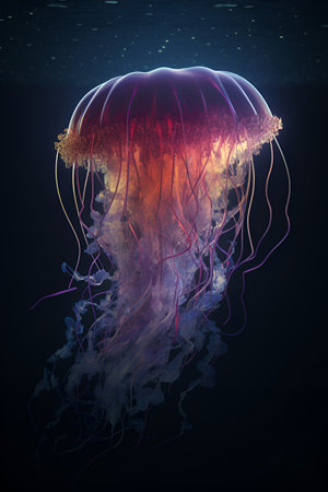 A beautiful jellyfish swims in the water, wildlifeの素材