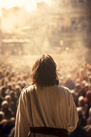 Jesus Christ preaches before people, he is risen, Resurrectionの素材