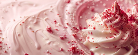 Pink texture creamy background with ice cream, bannerの素材