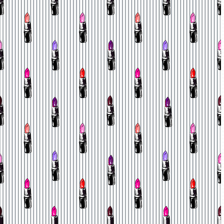 Lipstick pattern on striped backgroundのイラスト素材