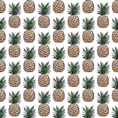 vector pattern with pineapple on white background. for textile designの写真素材