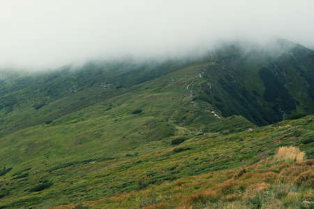 The fog descends in the mountainsのeditorial素材