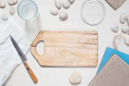 Domestic cutlery setting in bright coloresの写真素材