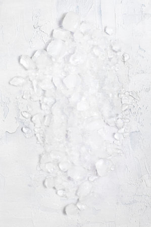 Crushed ice on the white tableの写真素材