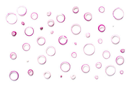 Pattern of cut onion on the white backgroundの写真素材