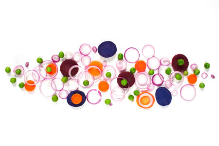 Pattern of cut vegetables - ingredients for saladの写真素材