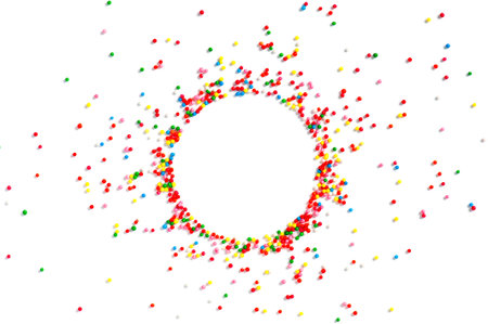 Bright festive background of multicolor candy, isolated on white