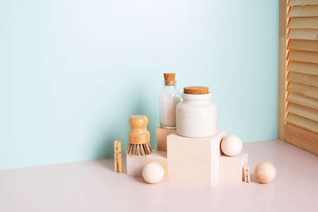 Set of personal care products and household accessories, concept of zero waste lifestyleの写真素材