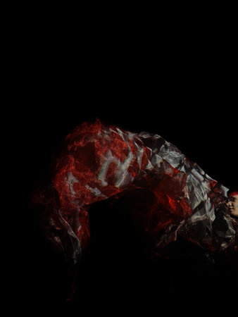 textured three-dimensional red and white fabric figureの写真素材