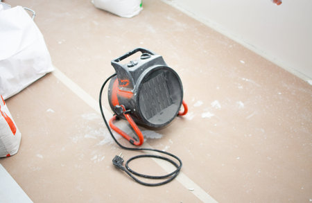 Wall dryer on a construction site after painting used to speed up drying and improve finish quality....