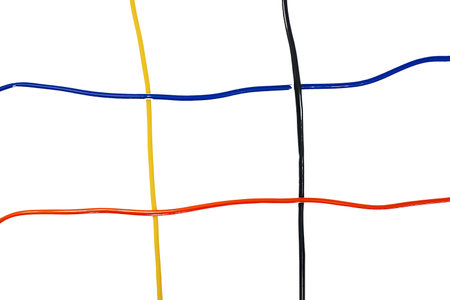 Game of tic-tac-toe. Multicolored grids made of sports rubber bands on white. concept of sportsの写真素材